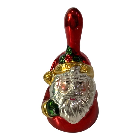 Vintage Santa Claus Hand Bell Ceramic Shiny Painted 5.75" Christmas Holiday Deco - Picture 6 of 7